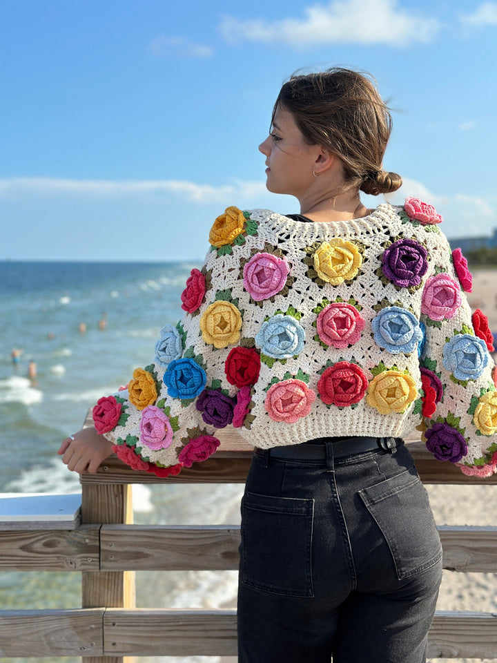 Rose Garden Granny Square Jacket Crochet Pattern