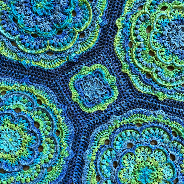 Blue Lagoon Mandala Blanket Crochet Pattern