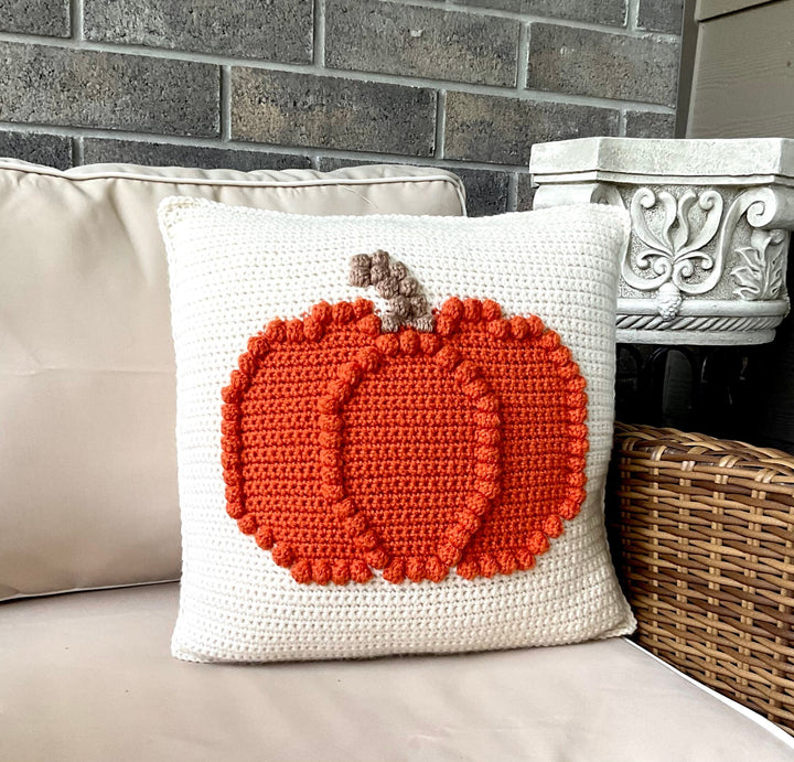 Bobble Pumpkin Pillow Crochet Pattern