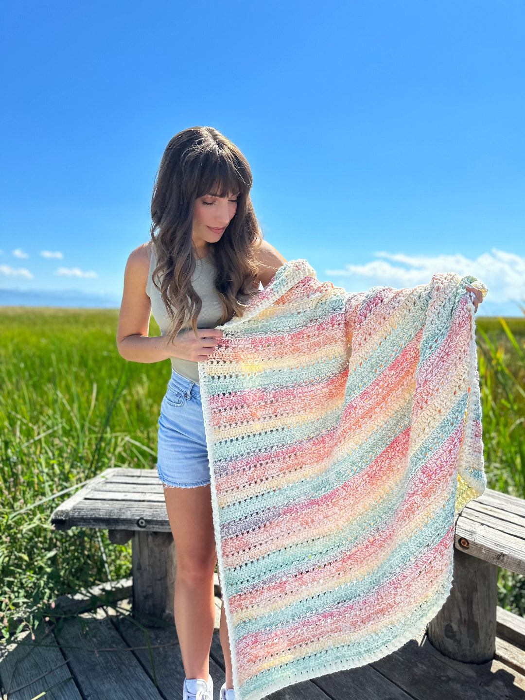 Beginner Fairy Floss Striped Blanket Crochet Pattern