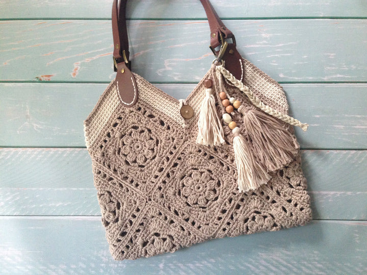 Bohemian Square Tote Bag Crochet Pattern