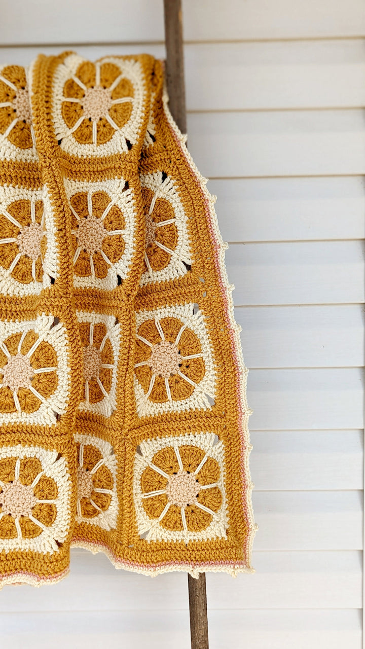 Modern Honey Granny Square Blanket Crochet Pattern