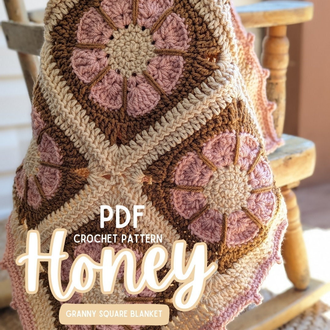 Modern Honey Granny Square Blanket Crochet Pattern