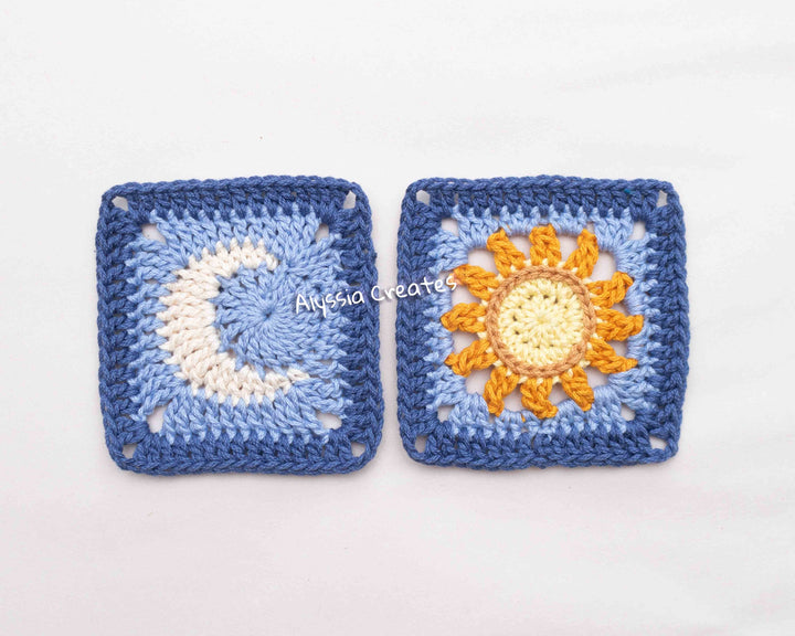 Sun and Moon Granny Square Crochet Pattern