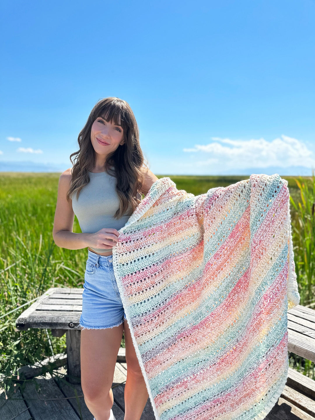 Beginner Fairy Floss Striped Blanket Crochet Pattern