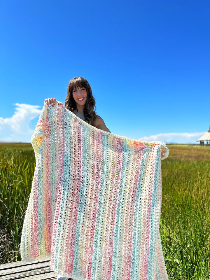 Beginner Fairy Floss Striped Blanket Crochet Pattern