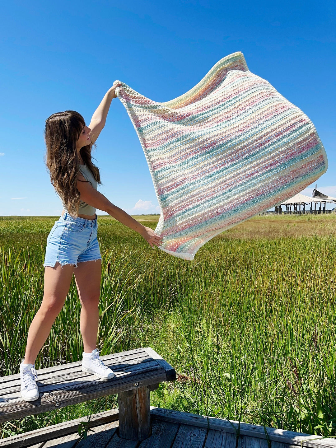 Beginner Fairy Floss Striped Blanket Crochet Pattern