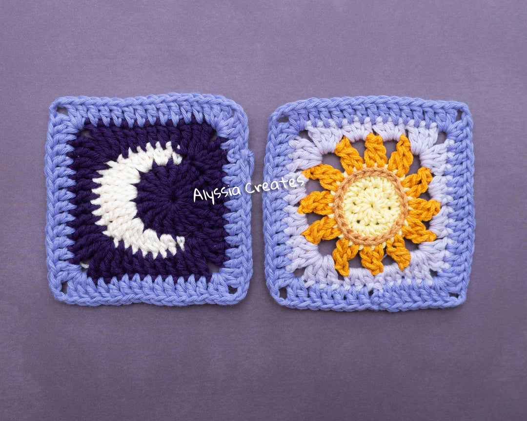 Sun and Moon Granny Square Crochet Pattern