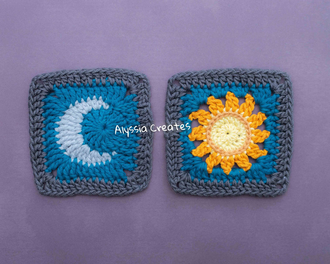 Sun and Moon Granny Square Crochet Pattern