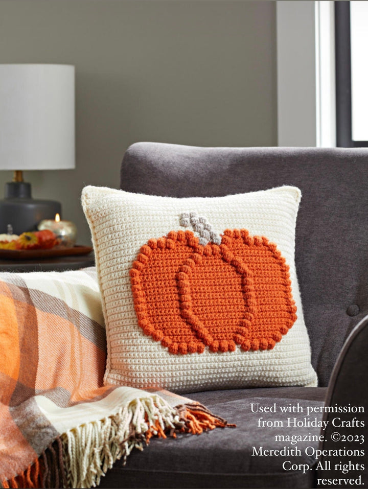Bobble Pumpkin Pillow Crochet Pattern