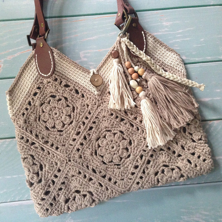 Bohemian Square Tote Bag Crochet Pattern