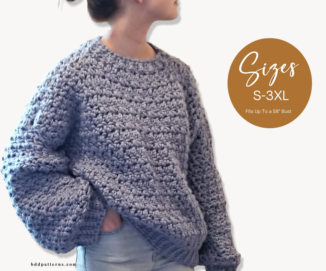 Chunky Oversized Pullover Sweater Crochet Pattern