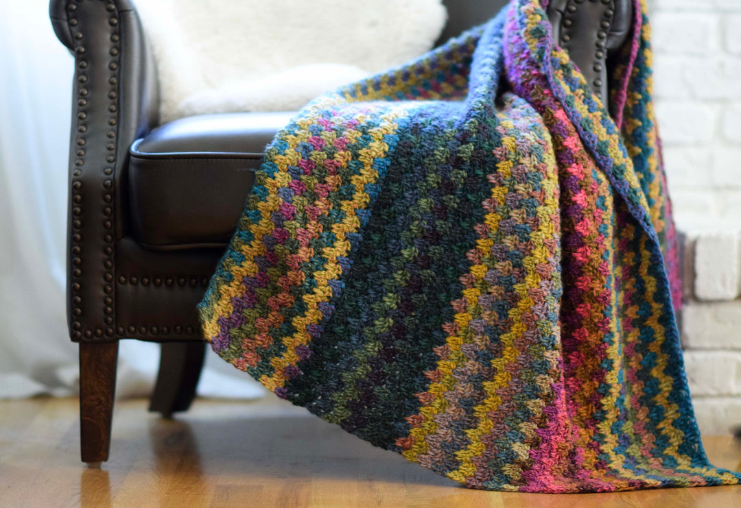 Colorful Mountain Throw Blanket Crochet Pattern
