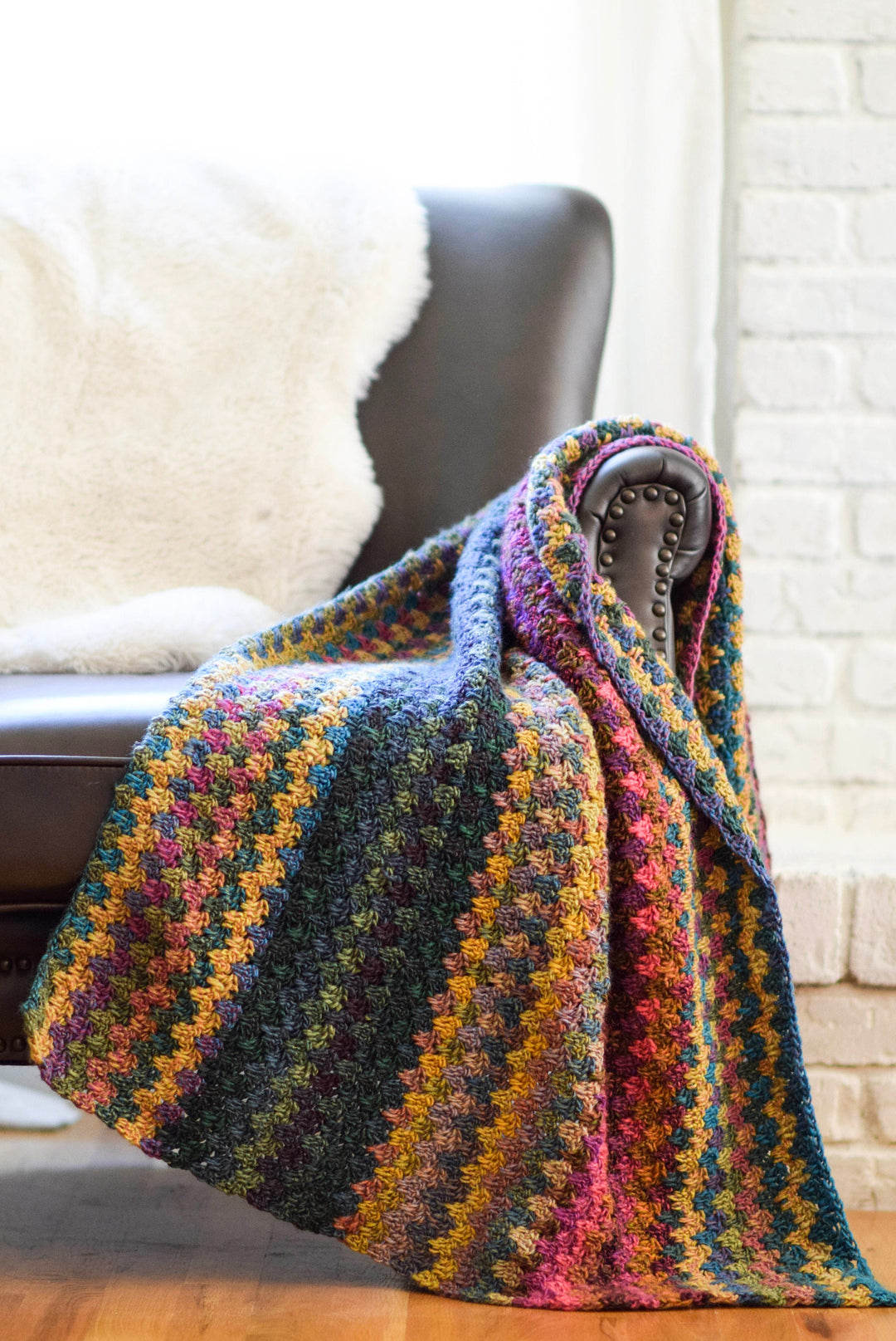 Colorful Mountain Throw Blanket Crochet Pattern
