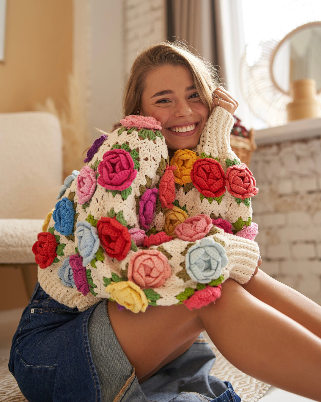 Rose Garden Granny Square Jacket Crochet Pattern