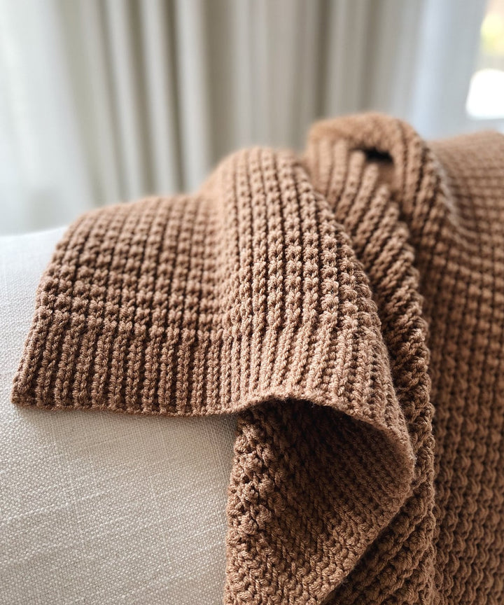 Chanday Ribbed Throw Blanket Crochet Pattern