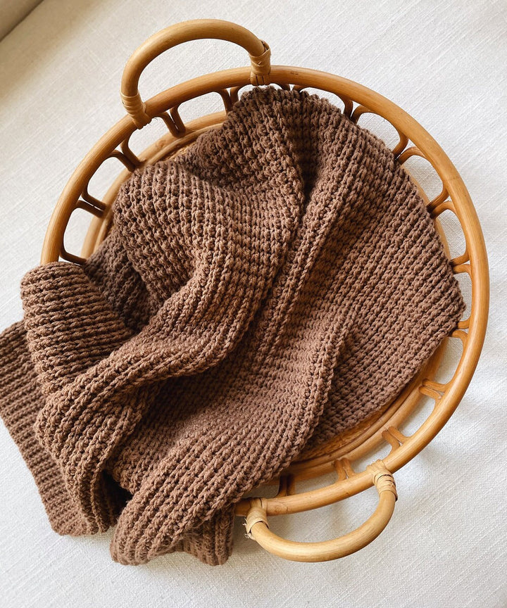 Chanday Ribbed Throw Blanket Crochet Pattern