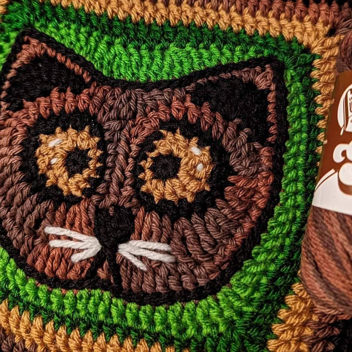 Cat Face Granny Square Crochet Pattern