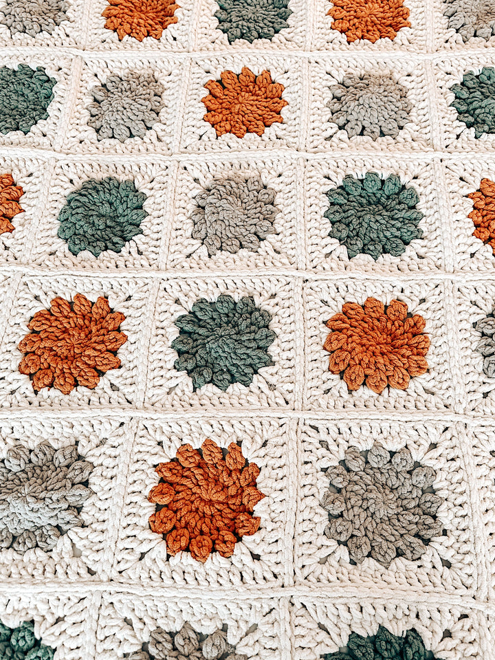 4 In 1 Winter Blossom Granny Square Blanket Crochet Pattern