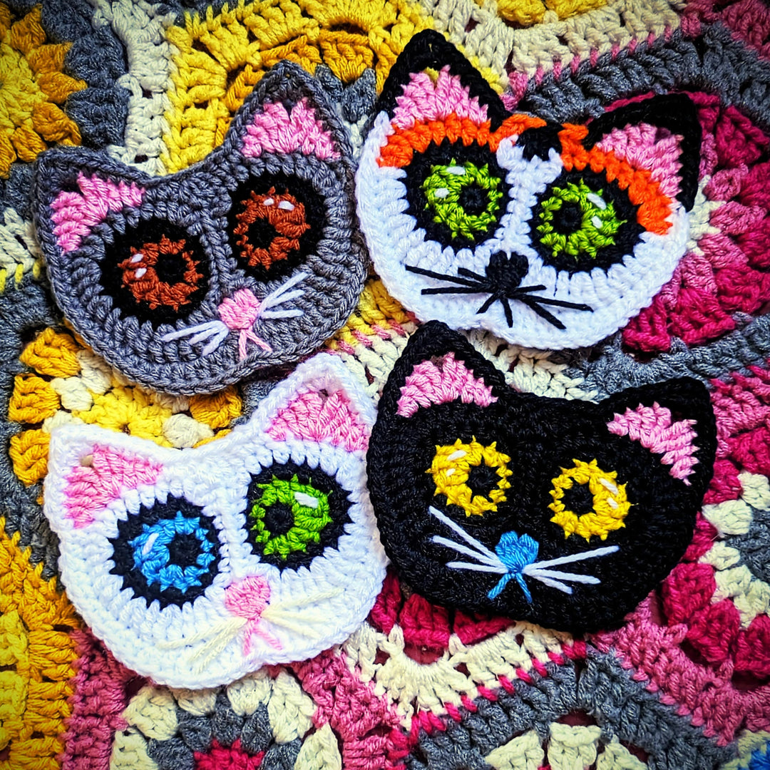 Cat Face Granny Square Crochet Pattern