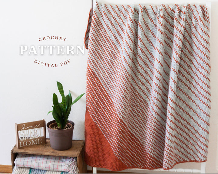 Lark Modern Diagonal Throw Blanket Crochet Pattern