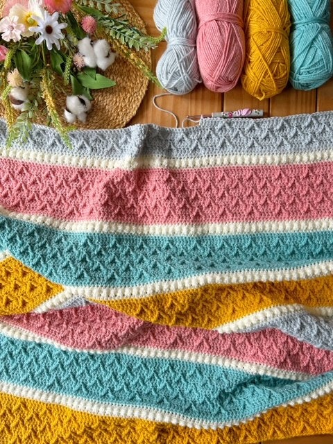 Dancing Peaks Textured Blanket Crochet Pattern
