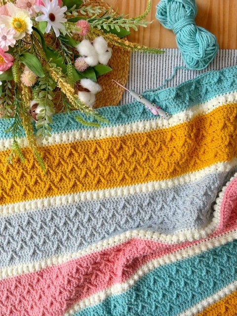 Dancing Peaks Textured Blanket Crochet Pattern