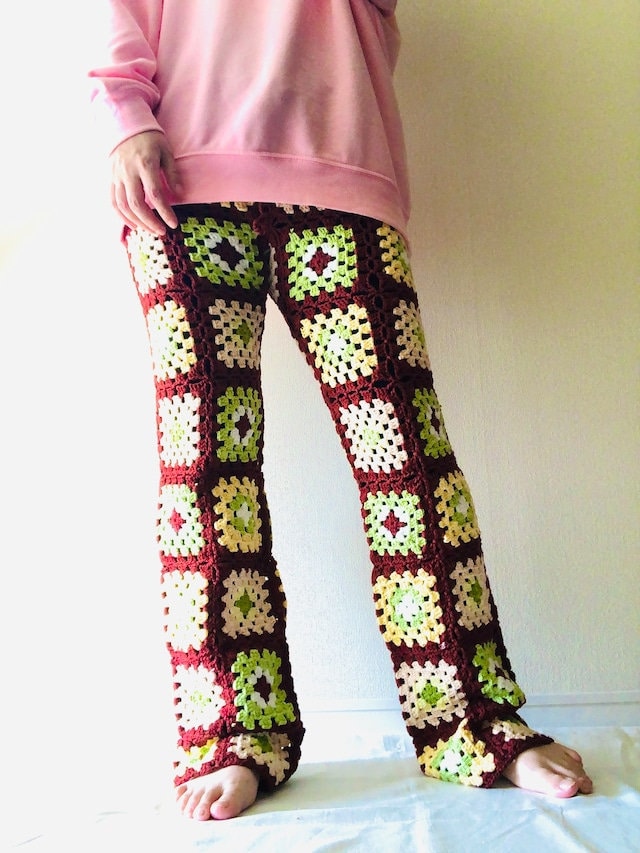 Boho Granny Square Crochet Pants Pattern With Patchwork Style