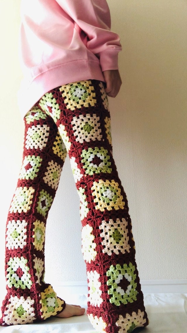 Boho Granny Square Crochet Pants Pattern With Patchwork Style
