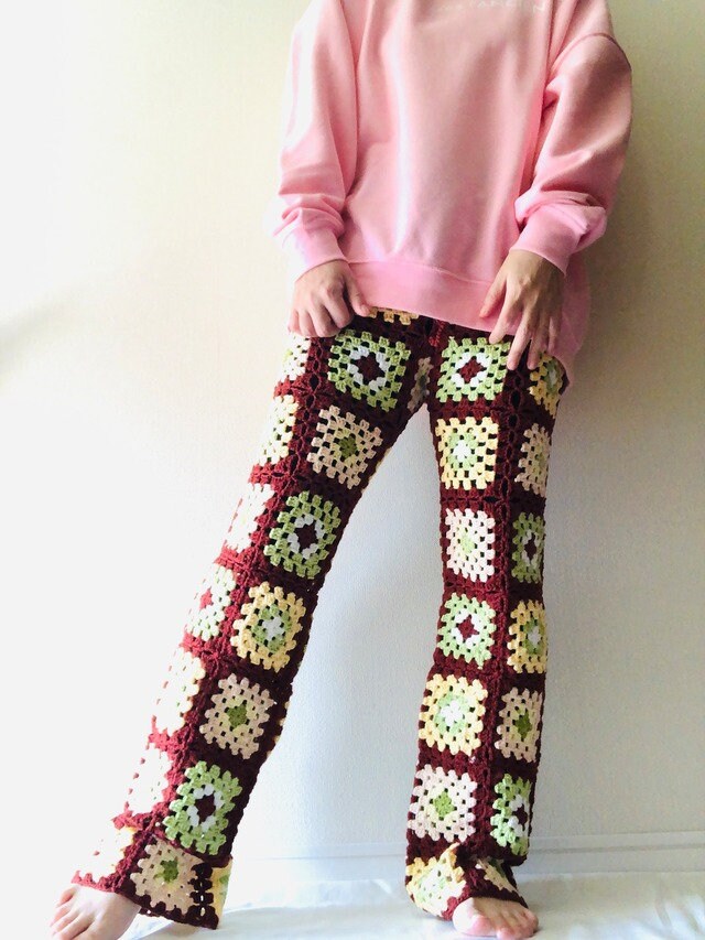 Boho Granny Square Crochet Pants Pattern With Patchwork Style