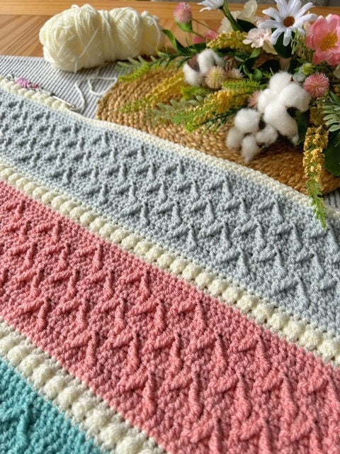 Dancing Peaks Textured Blanket Crochet Pattern