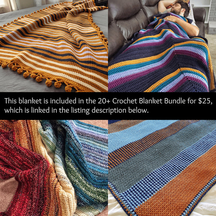 Tri Color Texture Afghan Blanket Crochet Pattern