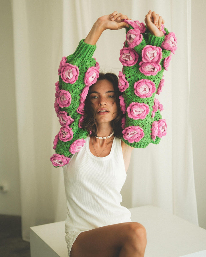 Rose Garden Granny Square Jacket Crochet Pattern