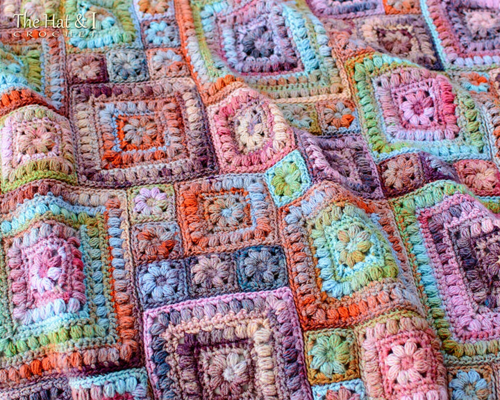 Square Scramble Baby Throw Blanket Crochet Pattern