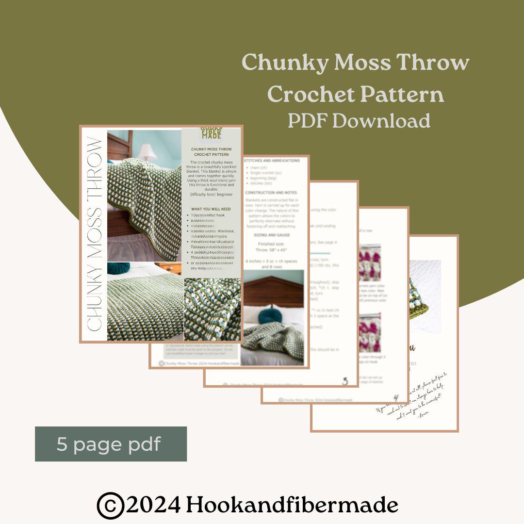 Modern Chunky Moss Throw Crochet Pattern