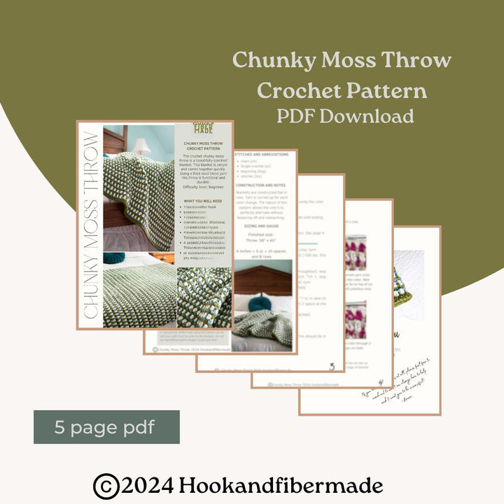 Modern Chunky Moss Throw Crochet Pattern