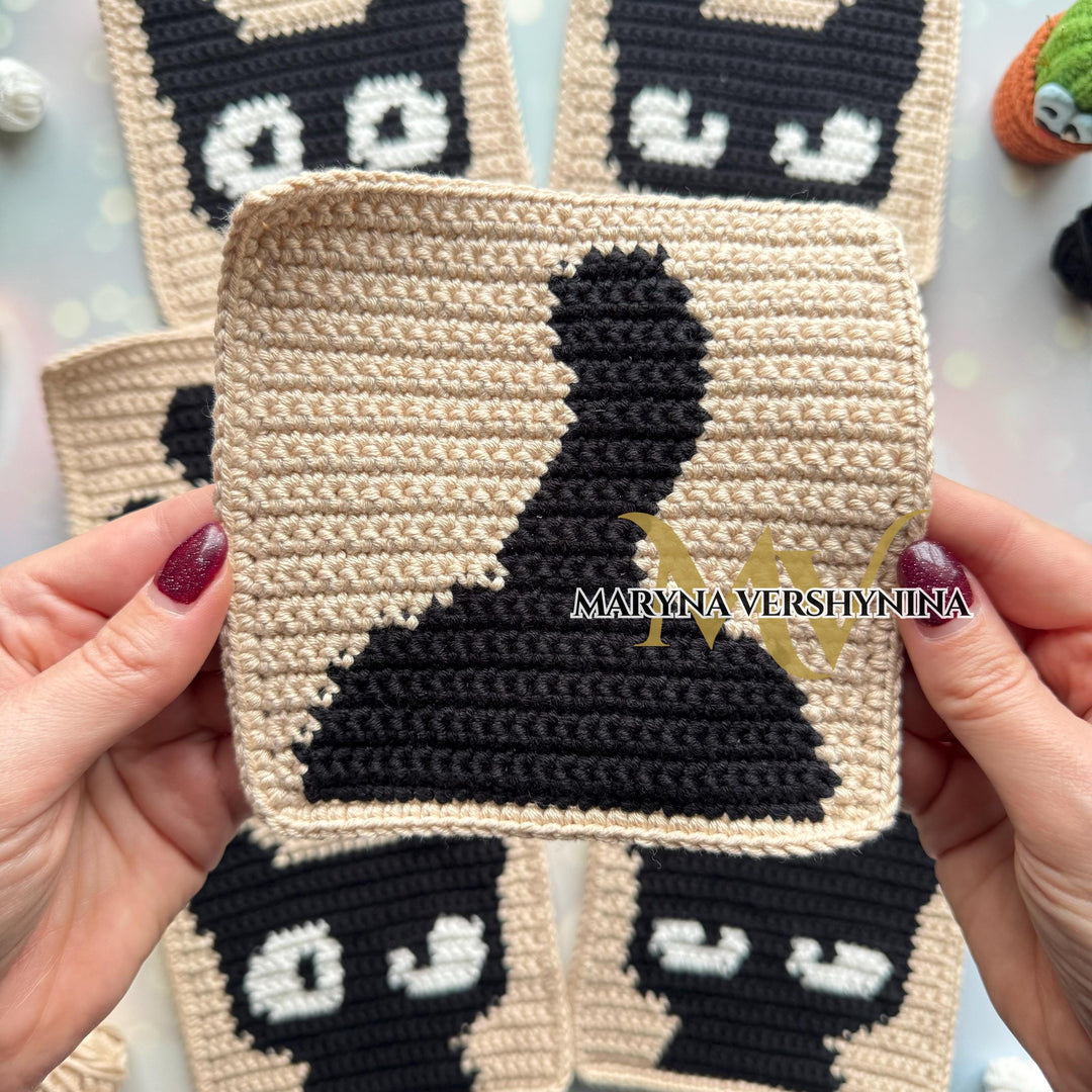 7 in 1 Intarsia Cat Granny Square Crochet Pattern