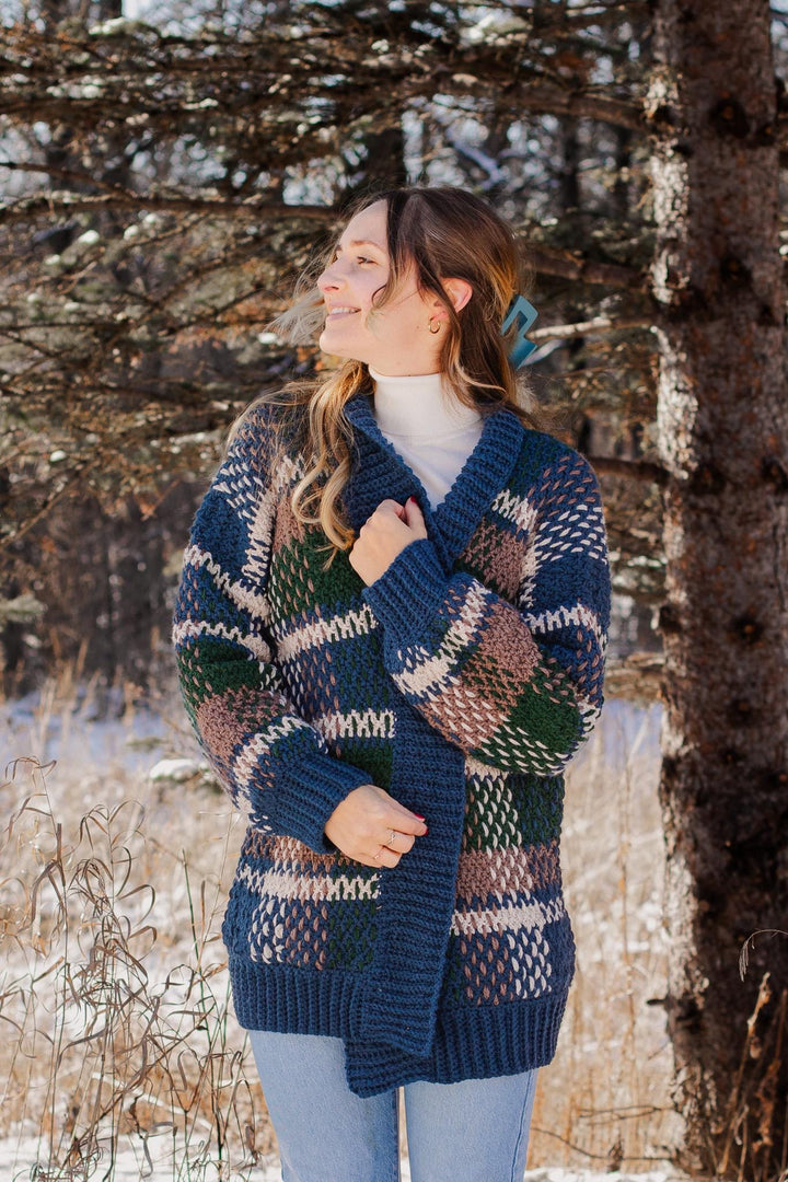 Cozy Plaid Cardigan Crochet Pattern