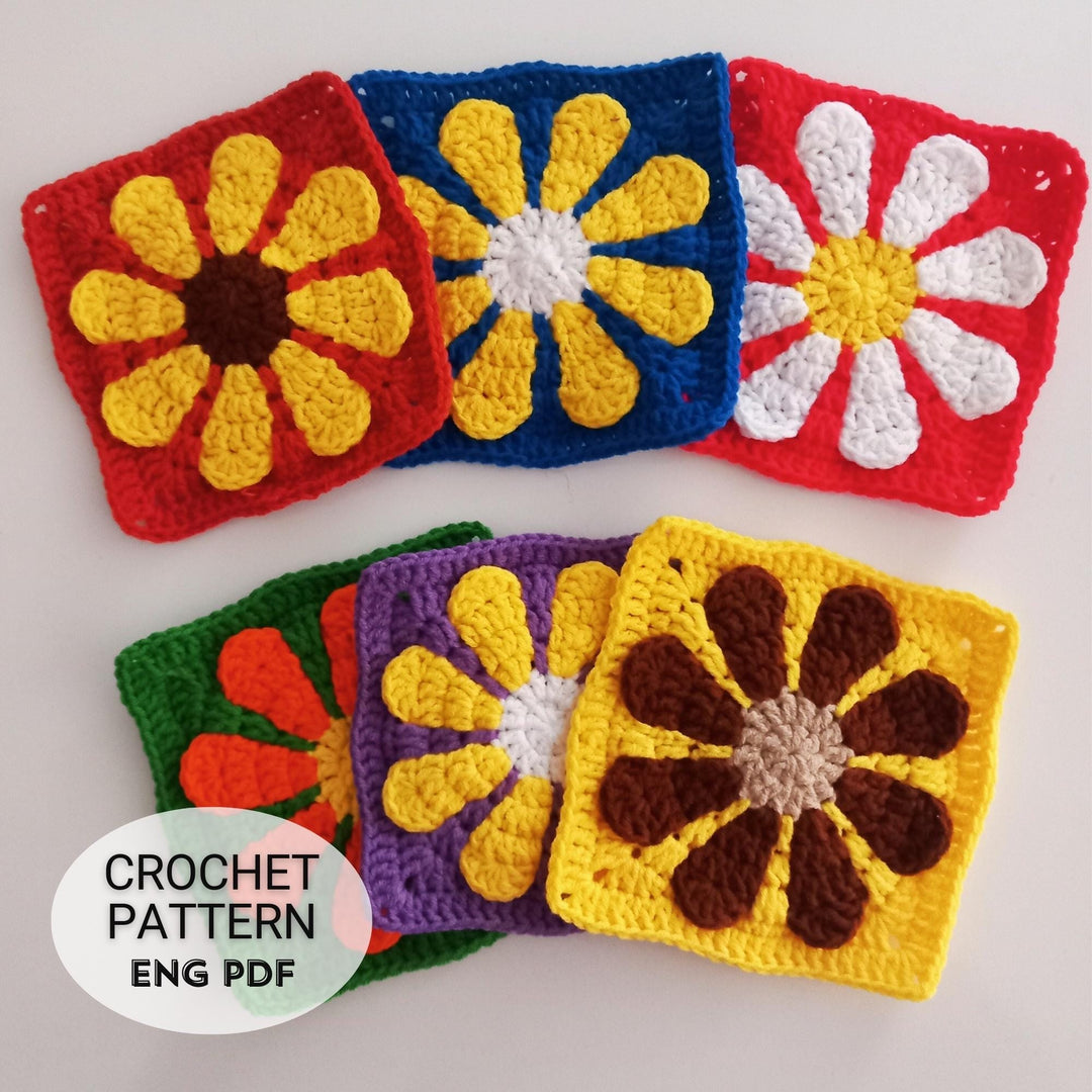 Retro Daisy Granny Square Crochet Pattern