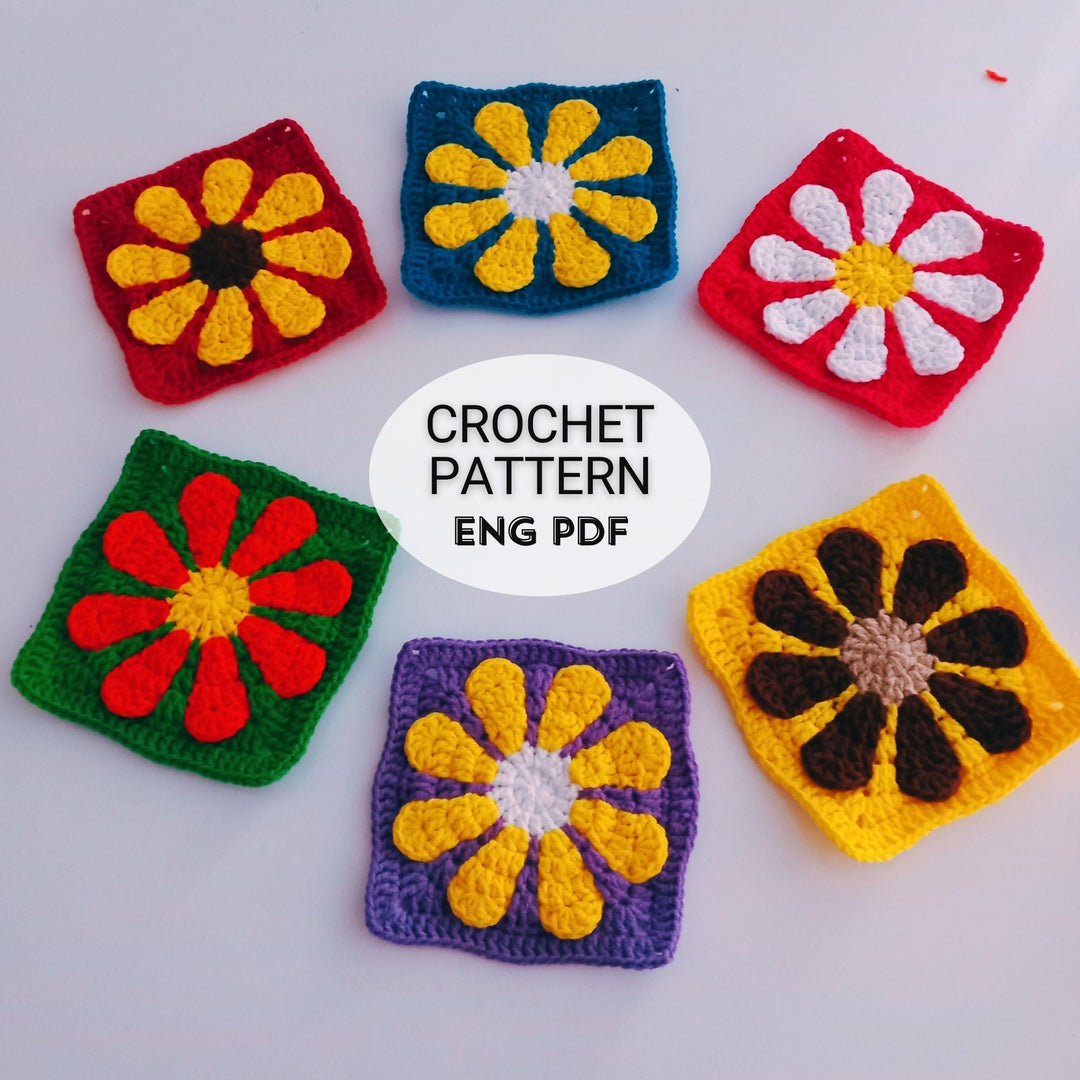 Retro Daisy Granny Square Crochet Pattern