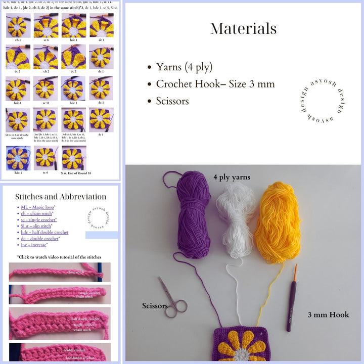 Retro Daisy Granny Square Crochet Pattern