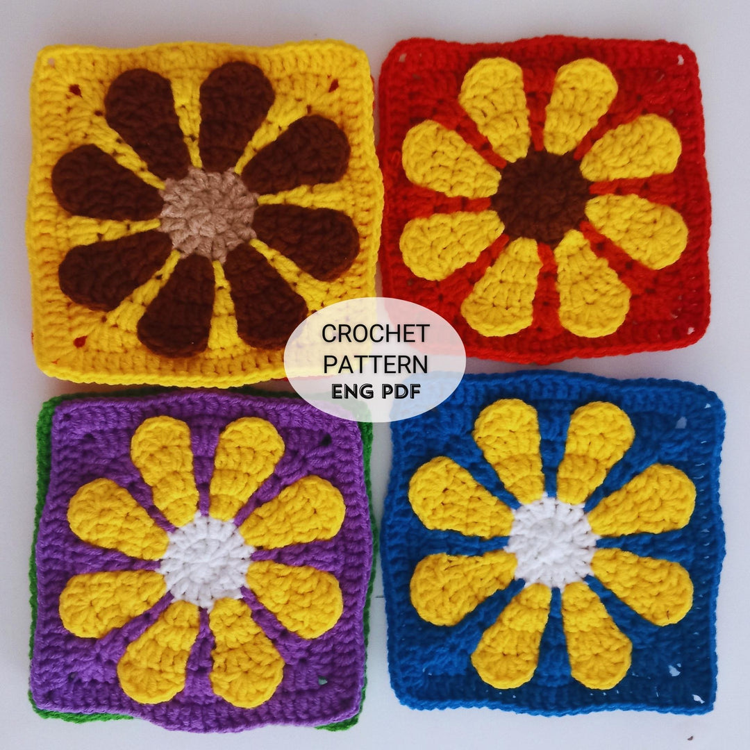 Retro Daisy Granny Square Crochet Pattern