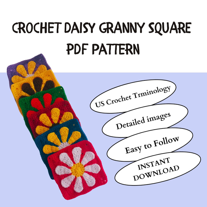 Retro Daisy Granny Square Crochet Pattern