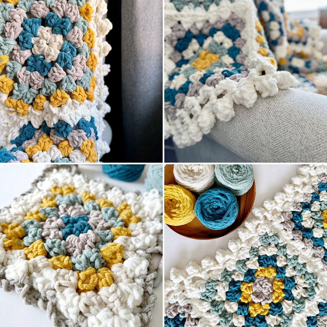 Chunky Granny Square Blanket Crochet Pattern