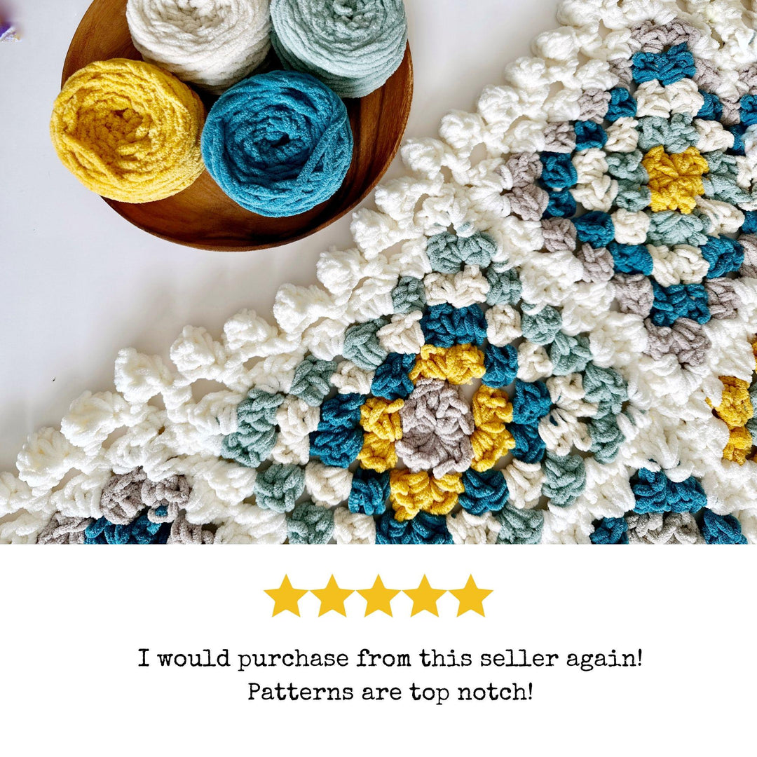 Chunky Granny Square Blanket Crochet Pattern