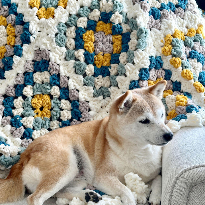 Chunky Granny Square Blanket Crochet Pattern