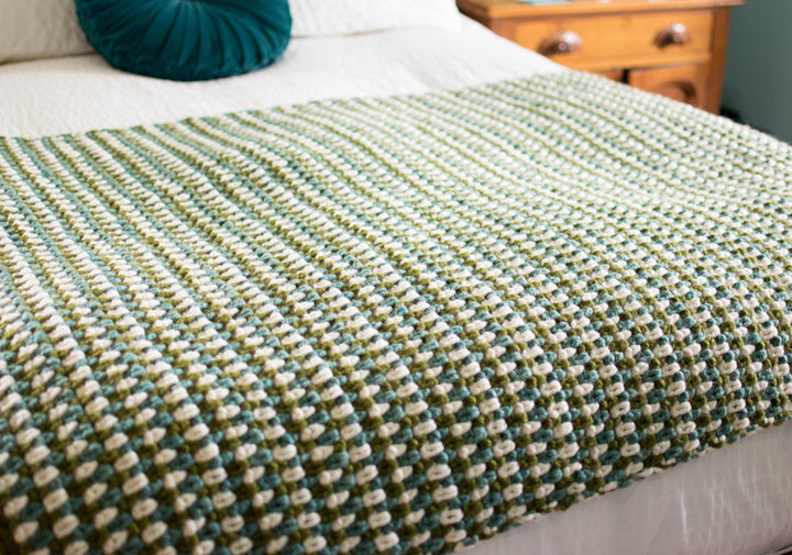 Modern Chunky Moss Throw Crochet Pattern