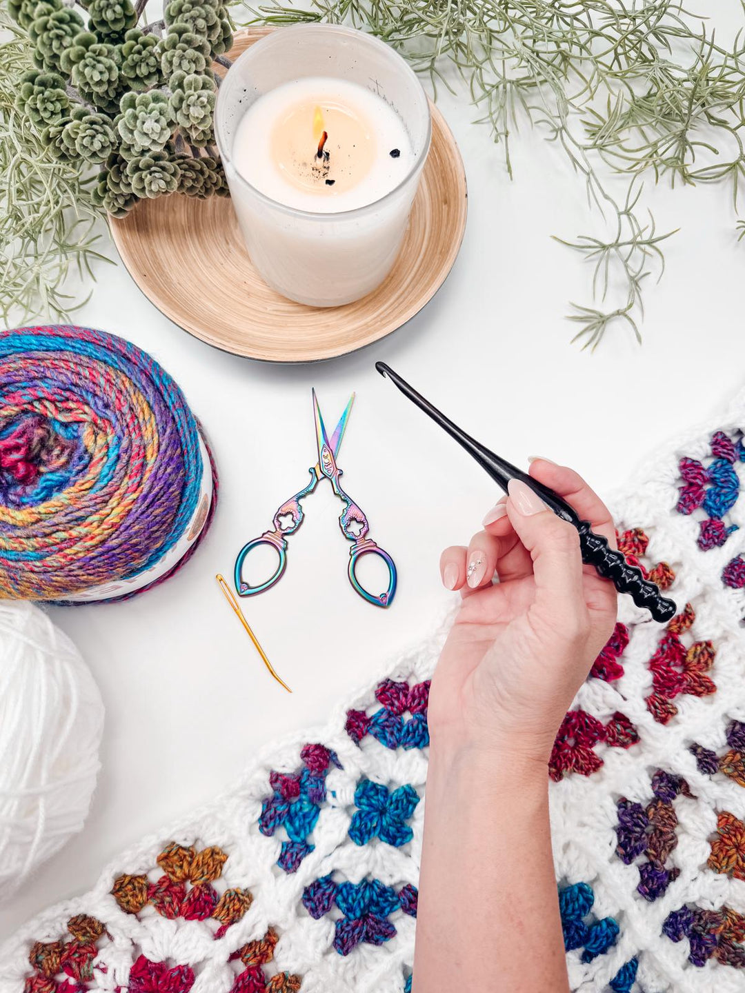 7 In 1 Windowpane Granny Square Blanket Crochet Pattern