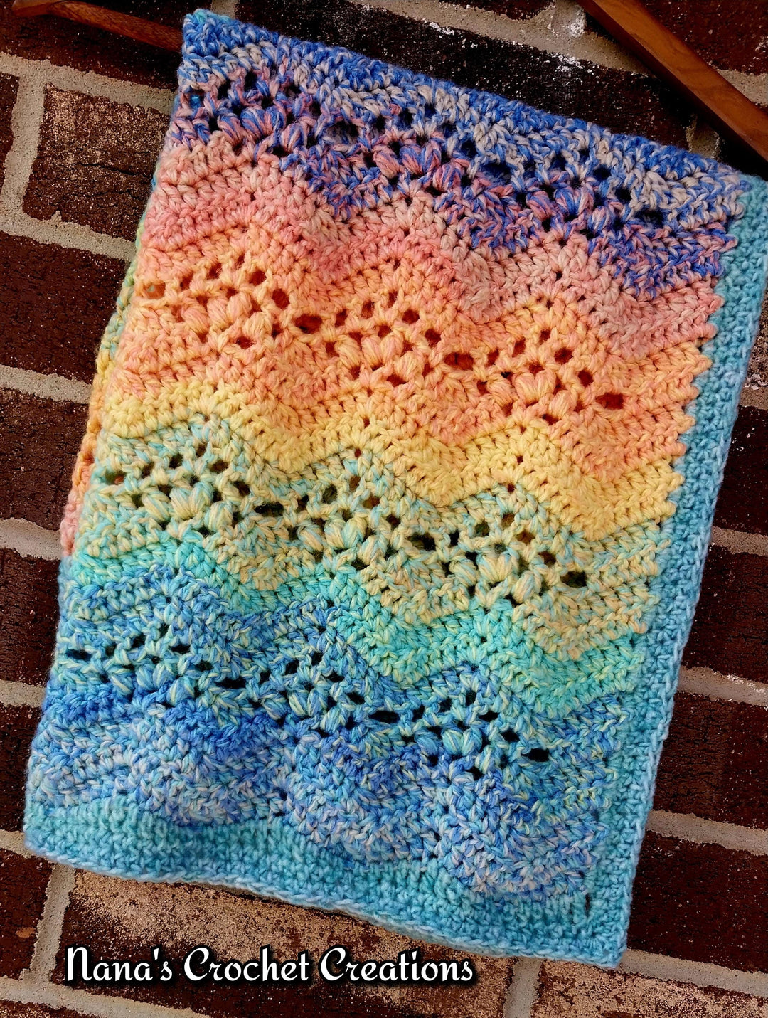 River Rock Ripple Puff Filet Blanket Crochet Pattern