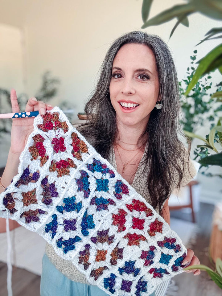 7 In 1 Windowpane Granny Square Blanket Crochet Pattern